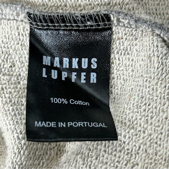 Markus Lupfer Sequin Lip Sweatshirt Hoodie Grey XS Flawed Unisex - Picture 11 of 13